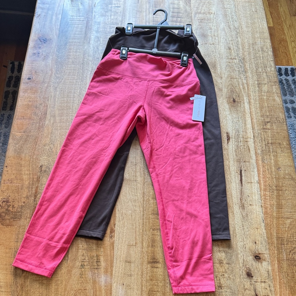 Yogalicious POLARLUX EVERYDAY 7/8 Coral and Chocolate tights Leggings NWT 2 pack